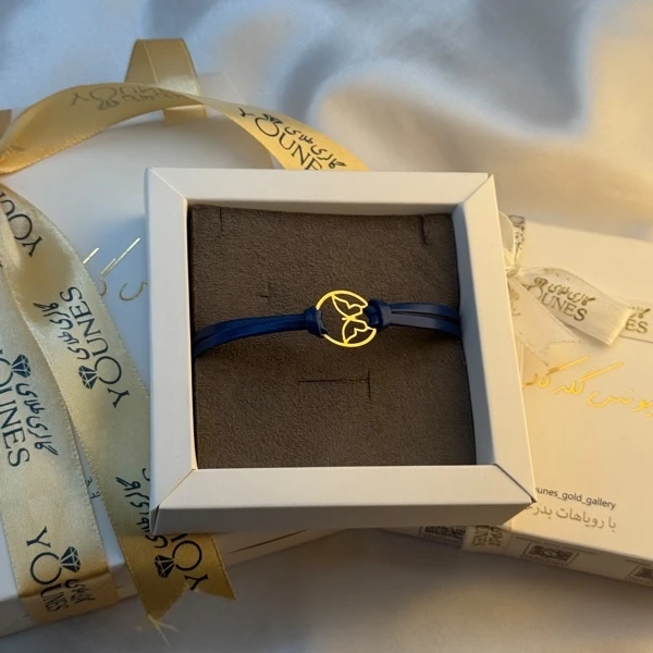 دستبند طلا چرم دولاین پروانه بزرگ